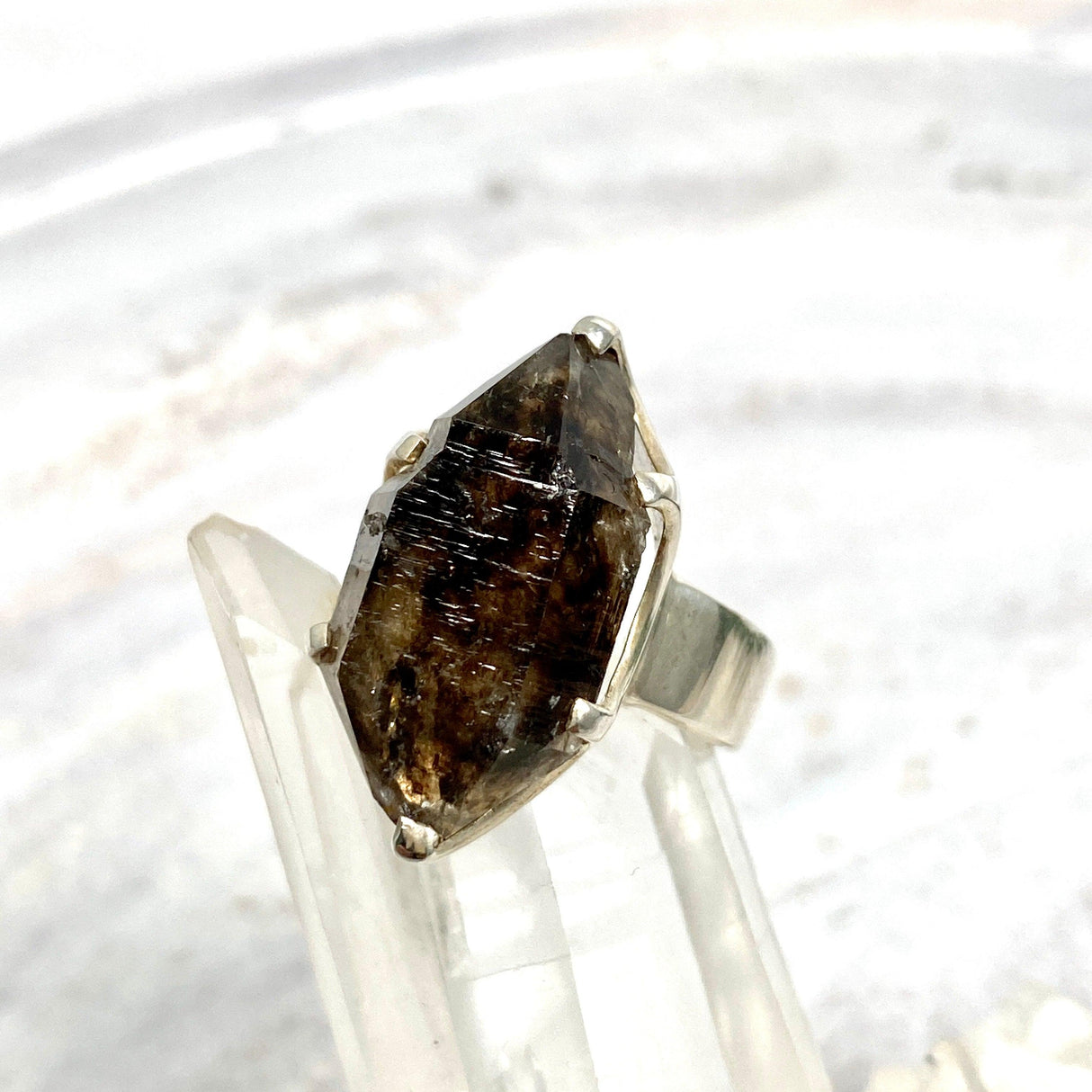 Smokey Quartz Mooralla raw ring s.8 PRGJ292 - Nature's Magick