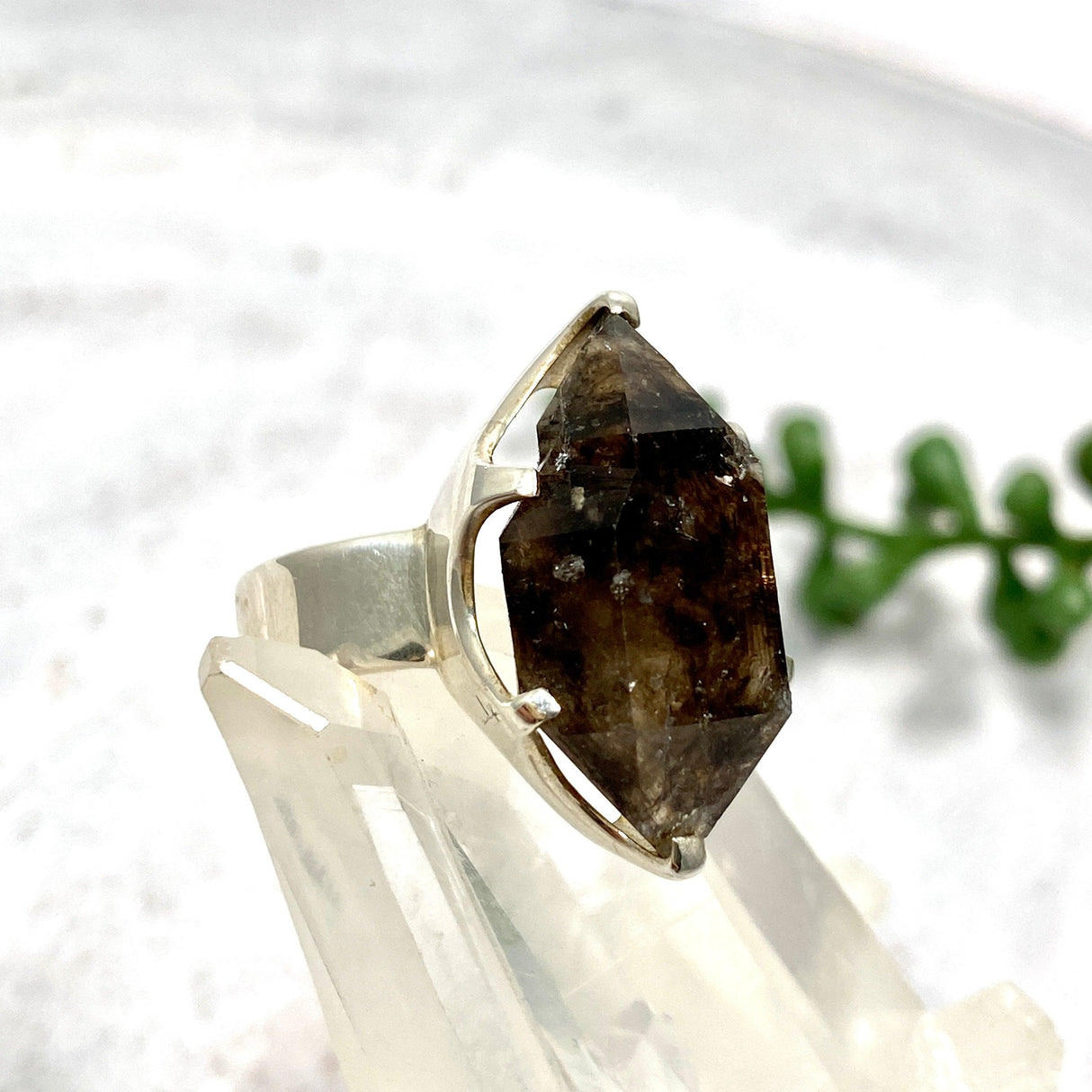 Smokey Quartz Mooralla raw ring s.8 PRGJ292 - Nature's Magick