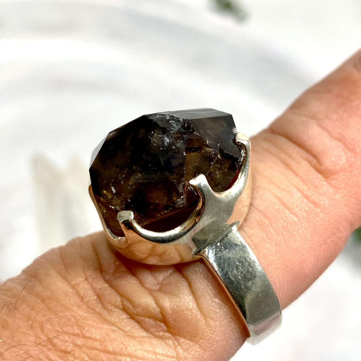 Smokey Quartz Mooralla raw ring s.8 PRGJ326 - Nature's Magick