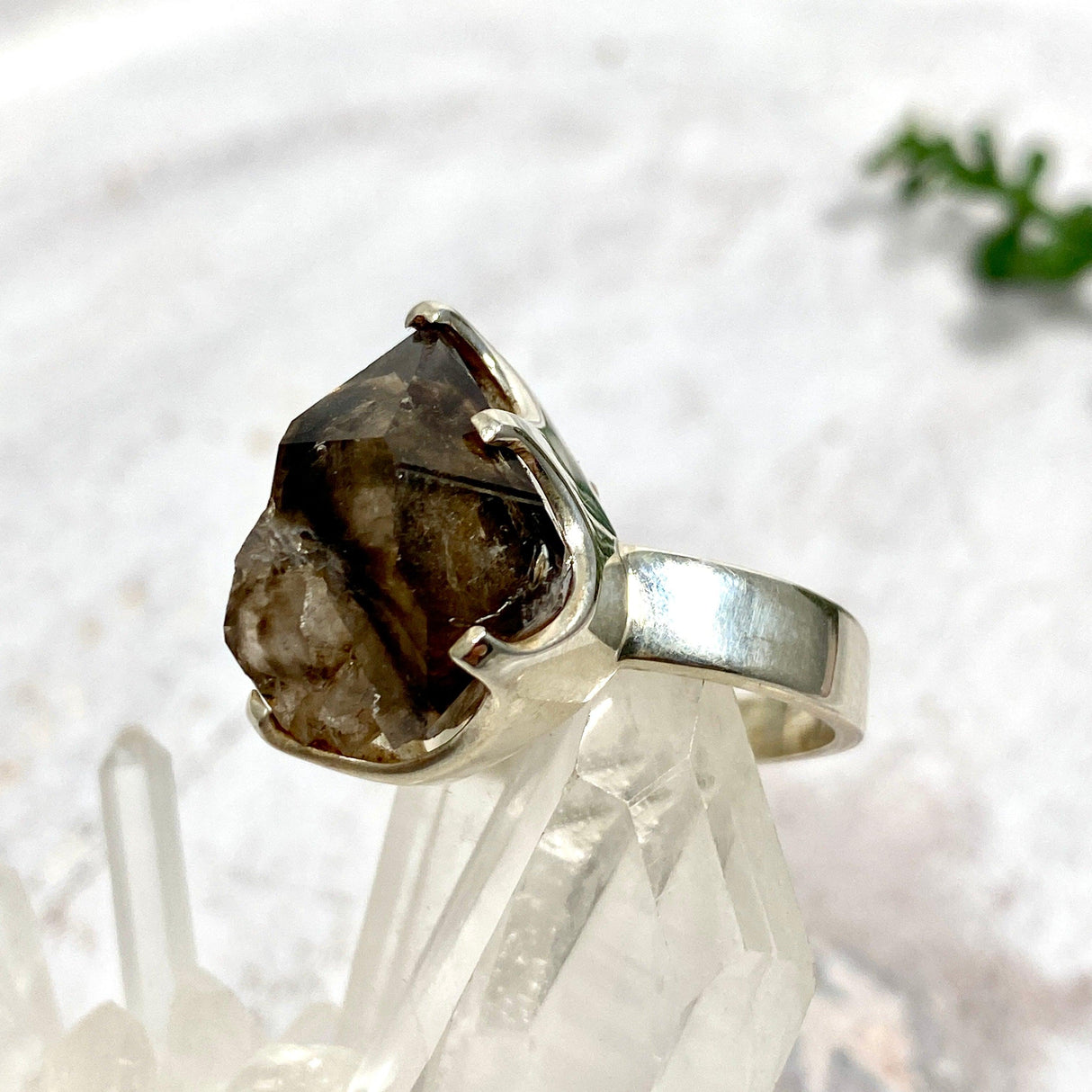 Smokey Quartz Mooralla raw ring s.8 PRGJ327 - Nature's Magick