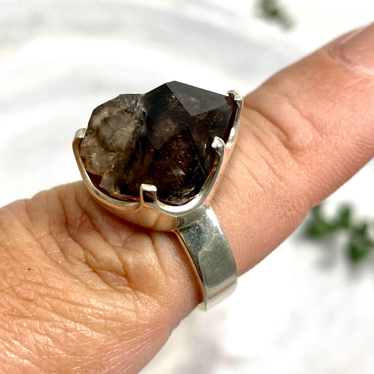 Smokey Quartz Mooralla raw ring s.8 PRGJ327 - Nature's Magick