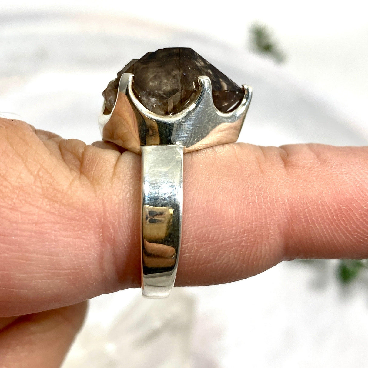 Smokey Quartz Mooralla raw ring s.8 PRGJ327 - Nature's Magick