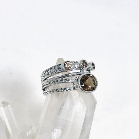 Smokey Quartz Multi-stone Faceted Gemstone Ring R3783 - Nature's Magick
