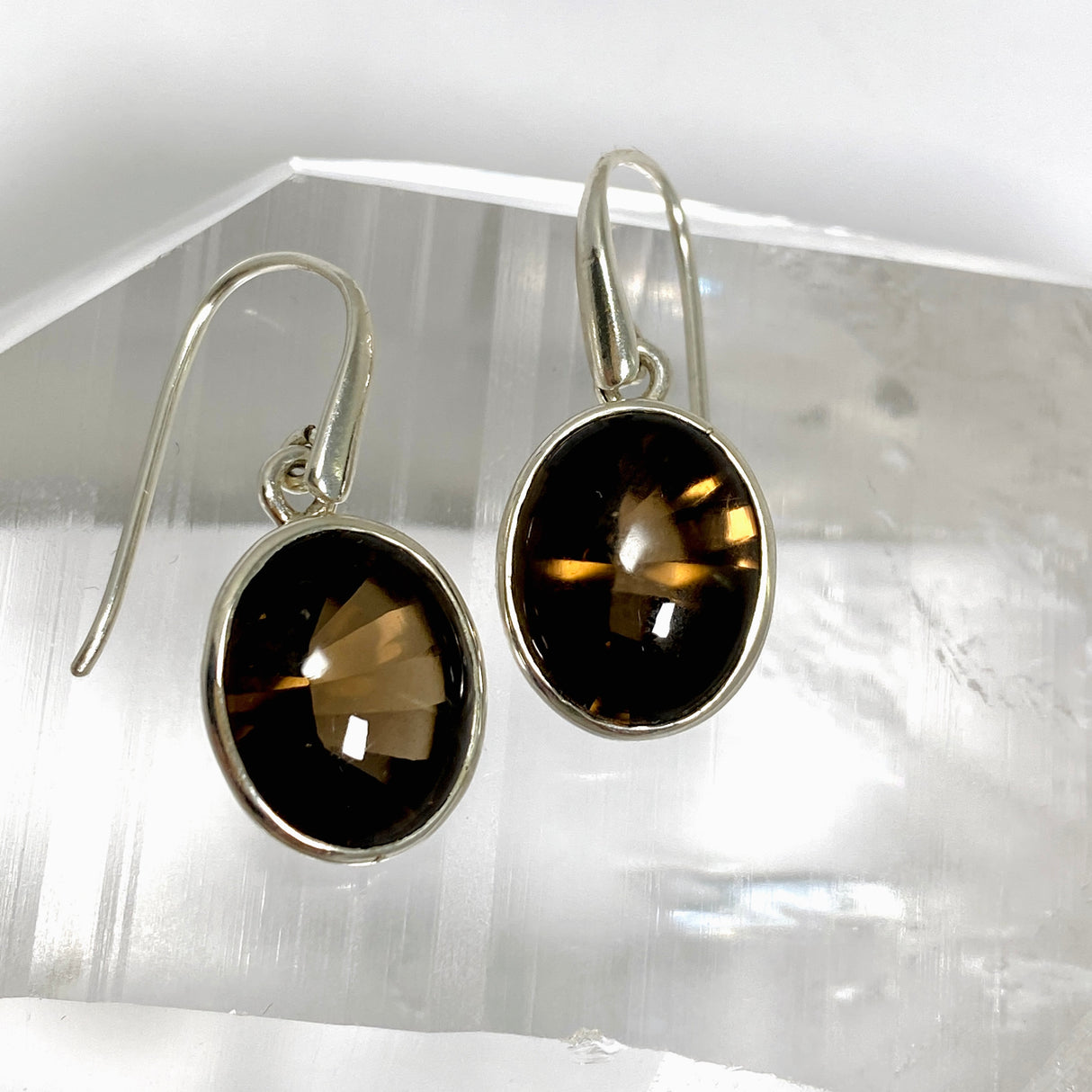 Smokey Quartz Oval Cabochon Earrings PEGJ412