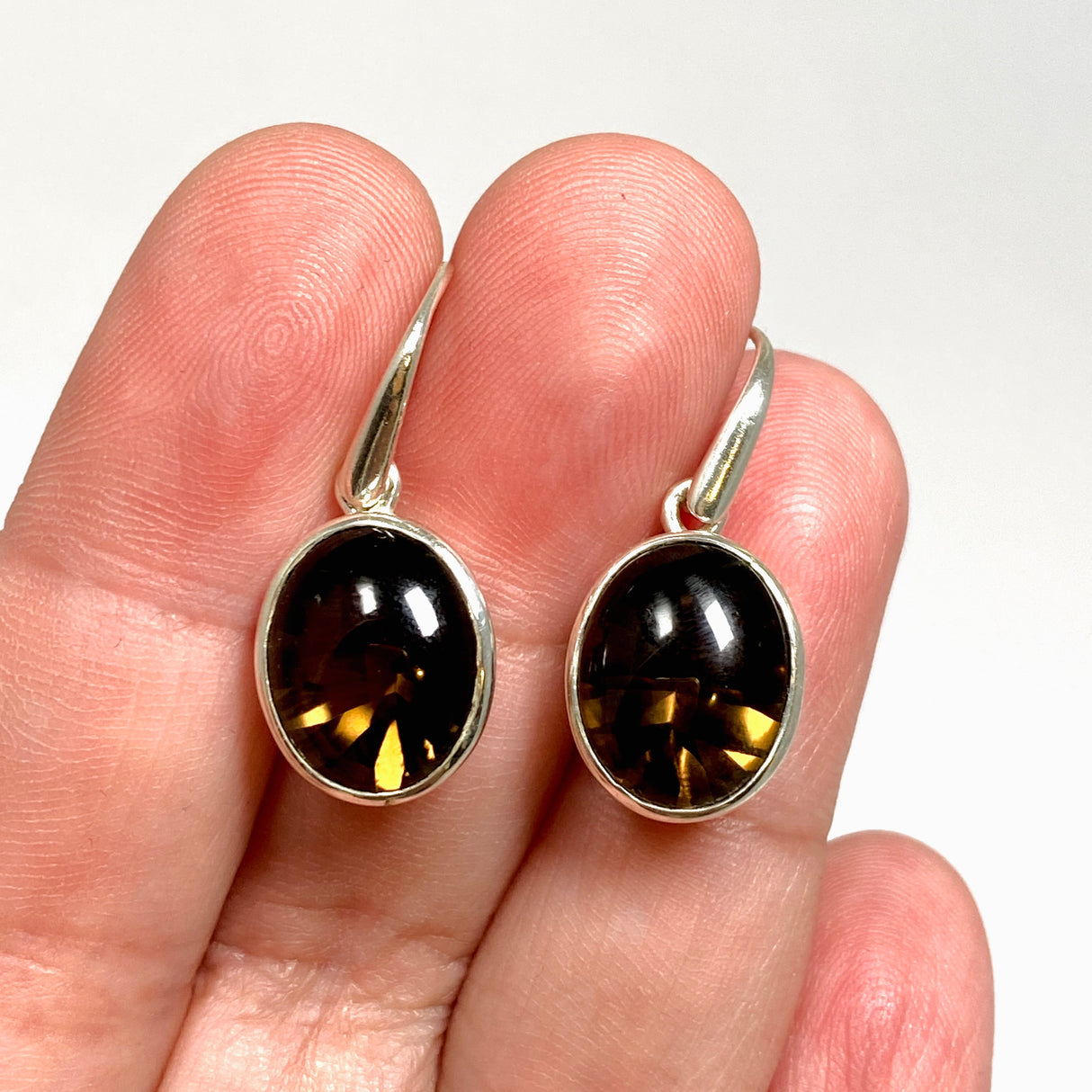 Smokey Quartz Oval Cabochon Earrings PEGJ412