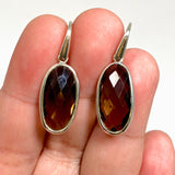 Smokey Quartz Oval Checkerboard Faceted Earrings PEGJ411