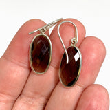 Smokey Quartz Oval Checkerboard Faceted Earrings PEGJ411