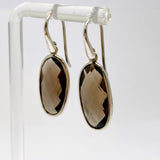 Smokey Quartz Oval Checkerboard Faceted Earrings PEGJ411