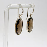 Smokey Quartz Oval Checkerboard Faceted Earrings PEGJ411