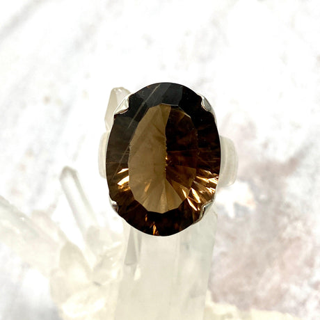 Smokey Quartz oval laser faceted ring s.10.5 KRGJ972 - Nature's Magick