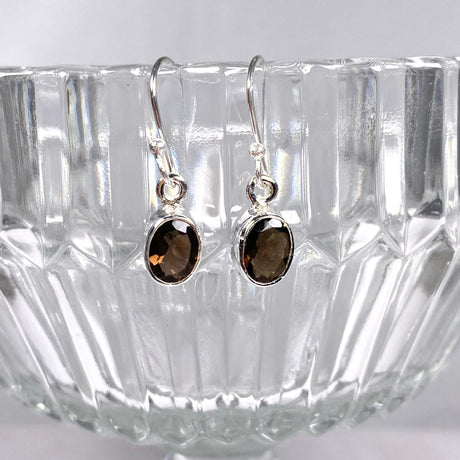 Smokey Quartz petite oval faceted earrings R2363-SQO - Nature's Magick