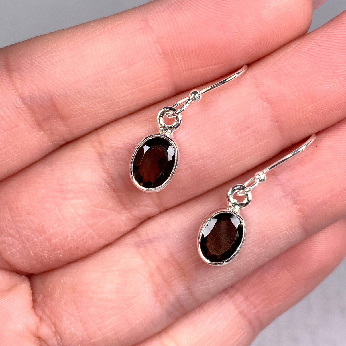 Smokey Quartz petite oval faceted earrings R2363-SQO - Nature's Magick