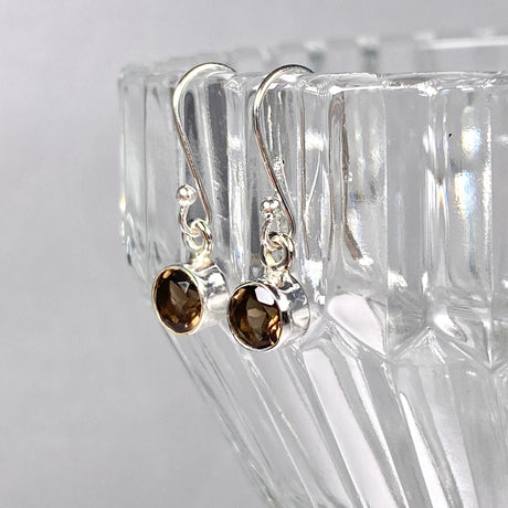 Smokey Quartz petite round faceted earrings R2363-SQC - Nature's Magick