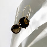 Smokey Quartz Round Faceted Earrings PEGJ413