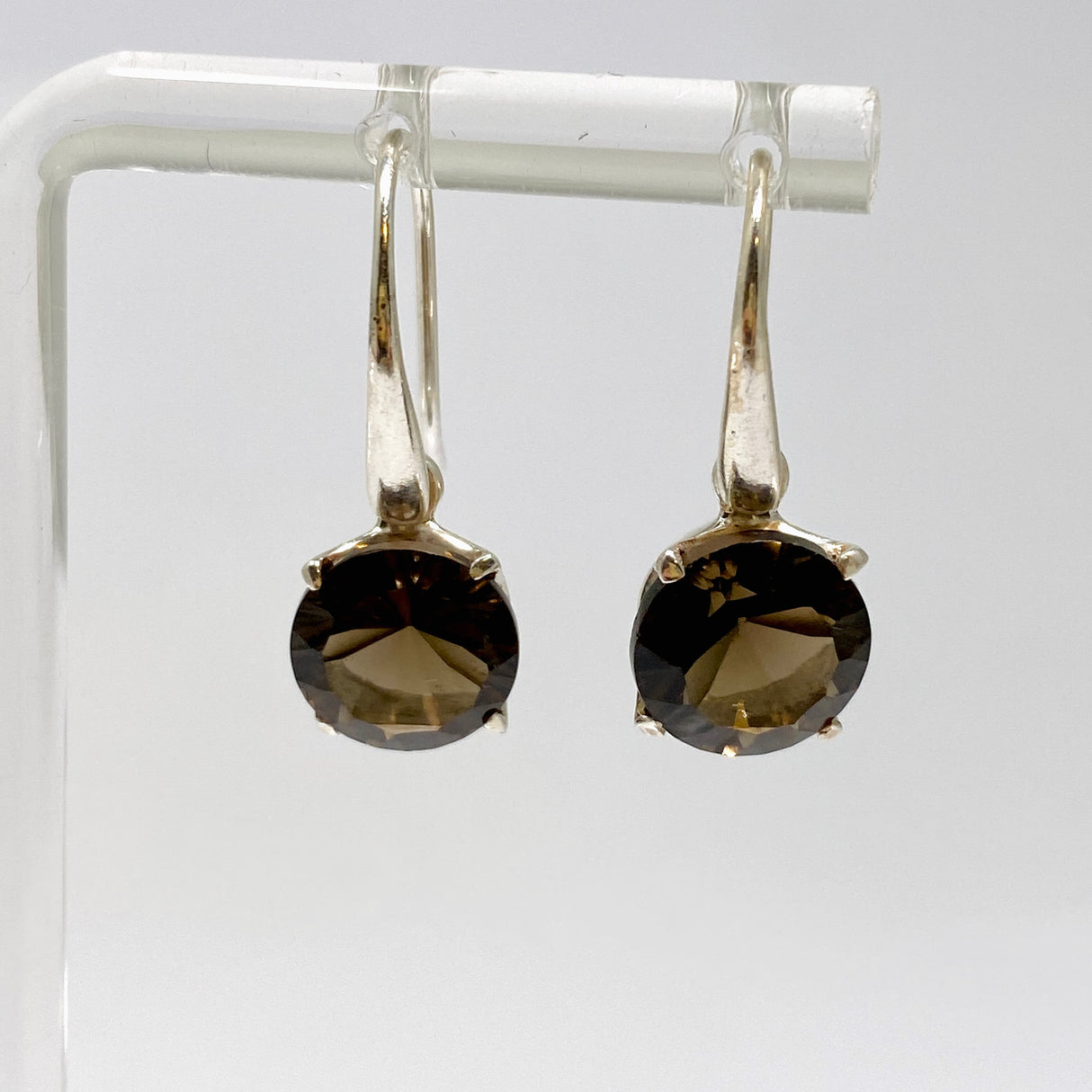 Smokey Quartz Round Faceted Earrings PEGJ413