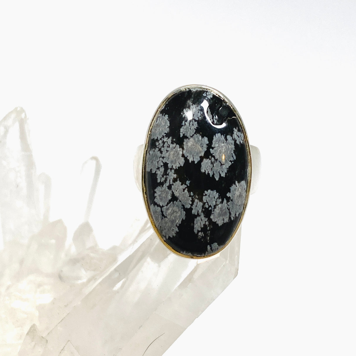 Snowflake Obsidian Oval Cabochon Ring Size 6 KRGJ3420