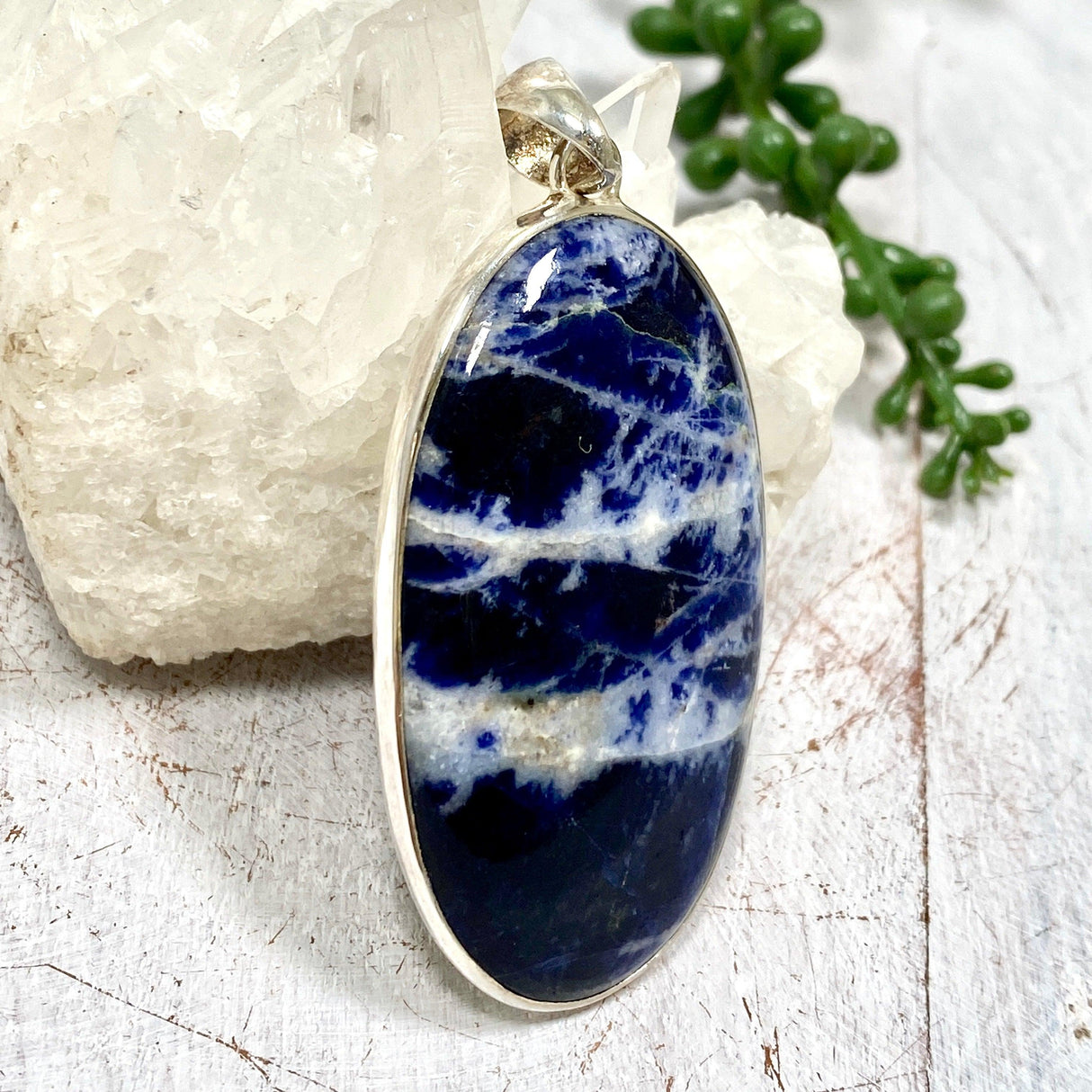 Sodalite oval cabochon pendant KPGJ1942 - Nature's Magick