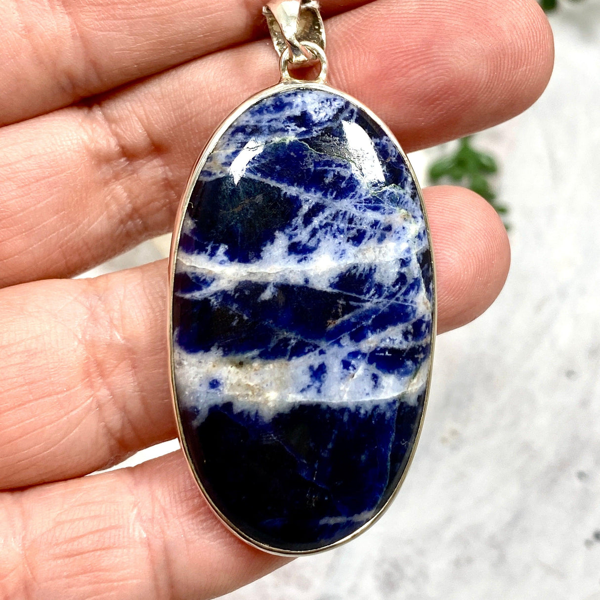 Sodalite oval cabochon pendant KPGJ1942 - Nature's Magick