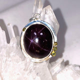 Star Garnet Oval Pendant with Brass Detailing KPGJ4229 - Nature's Magick