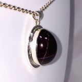 Star Garnet Oval Pendant with Hammered Setting KPGJ4228 - Nature's Magick