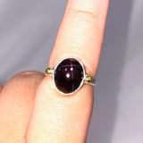 Star Garnet Oval Ring with Brass Detailing Size 9 KRGJ3138 - Nature's Magick