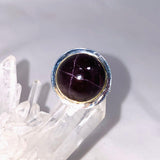 Star Garnet Round Ring with Brass Detailing Size 10 KRGJ3133 - Nature's Magick