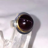 Star Garnet Round Ring with Brass Detailing Size 10 KRGJ3133 - Nature's Magick