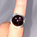 Star Garnet Round Ring with Brass Detailing Size 10 KRGJ3133 - Nature's Magick