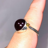 Star Garnet Round Ring with Brass Detailing Size 9 KRGJ3132 - Nature's Magick