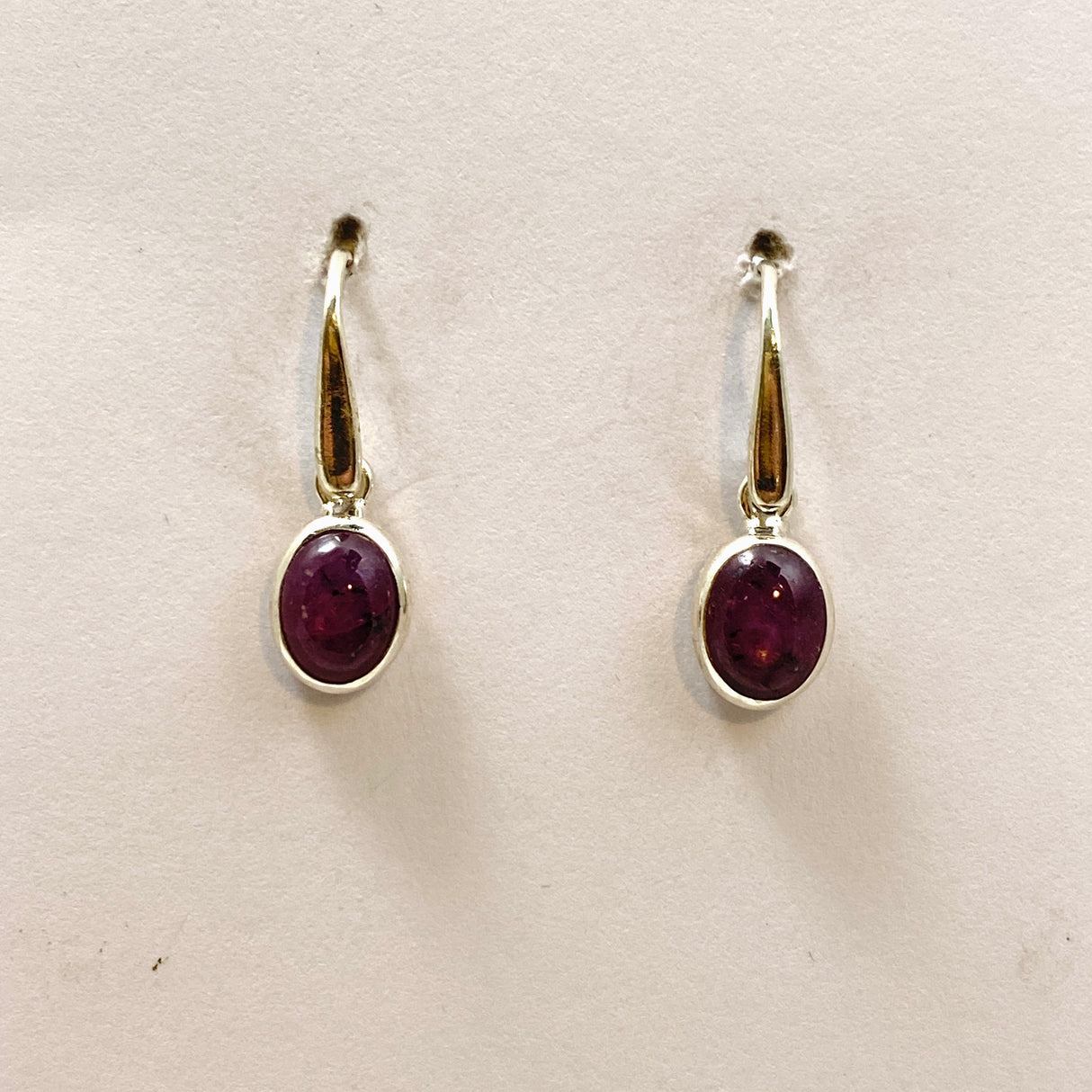 Star Ruby Oval Cabochon Earrings PEGJ260