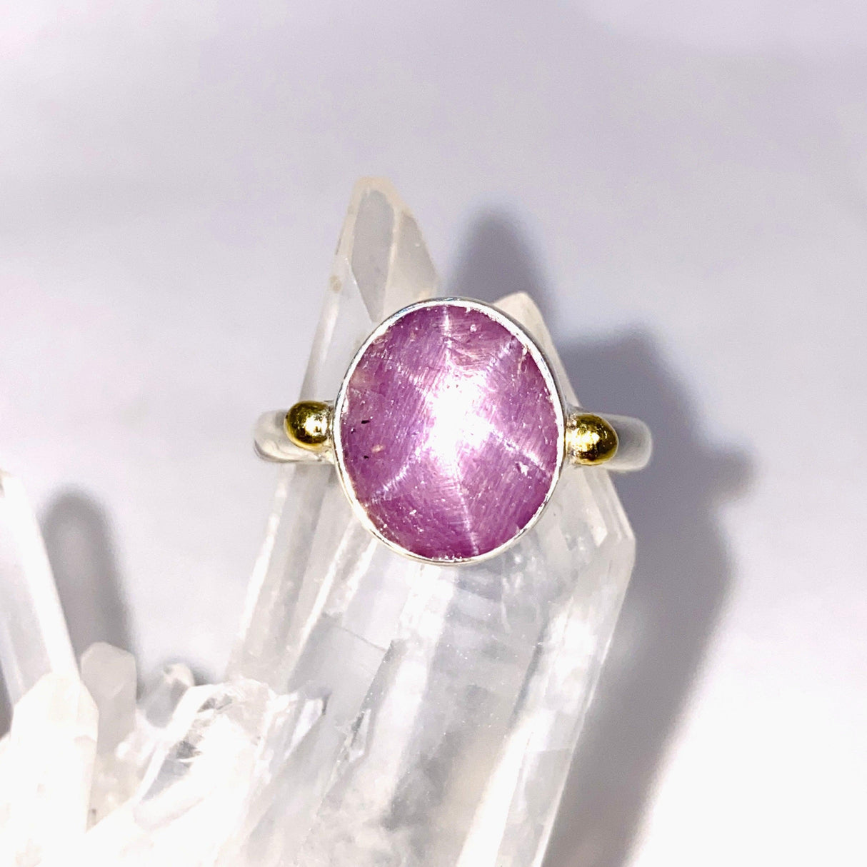 Star Ruby Oval Ring with Brass Accents Size 11 KRGJ3180 - Nature's Magick