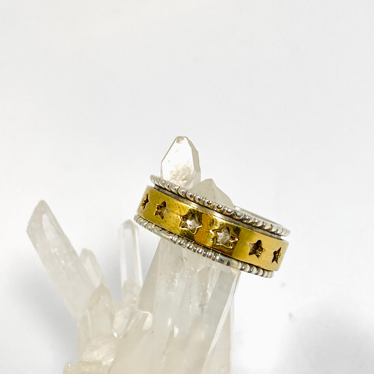 Star Sterling Silver and Brass Spinner Ring RG1043