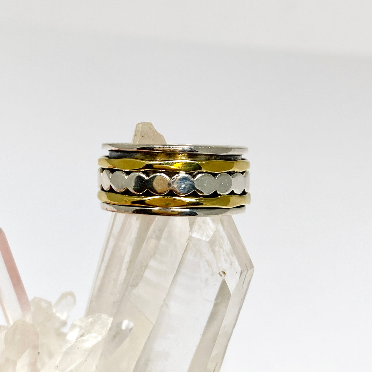 Sterling Silver and Brass Spinner Ring Size 7 RG1044-7