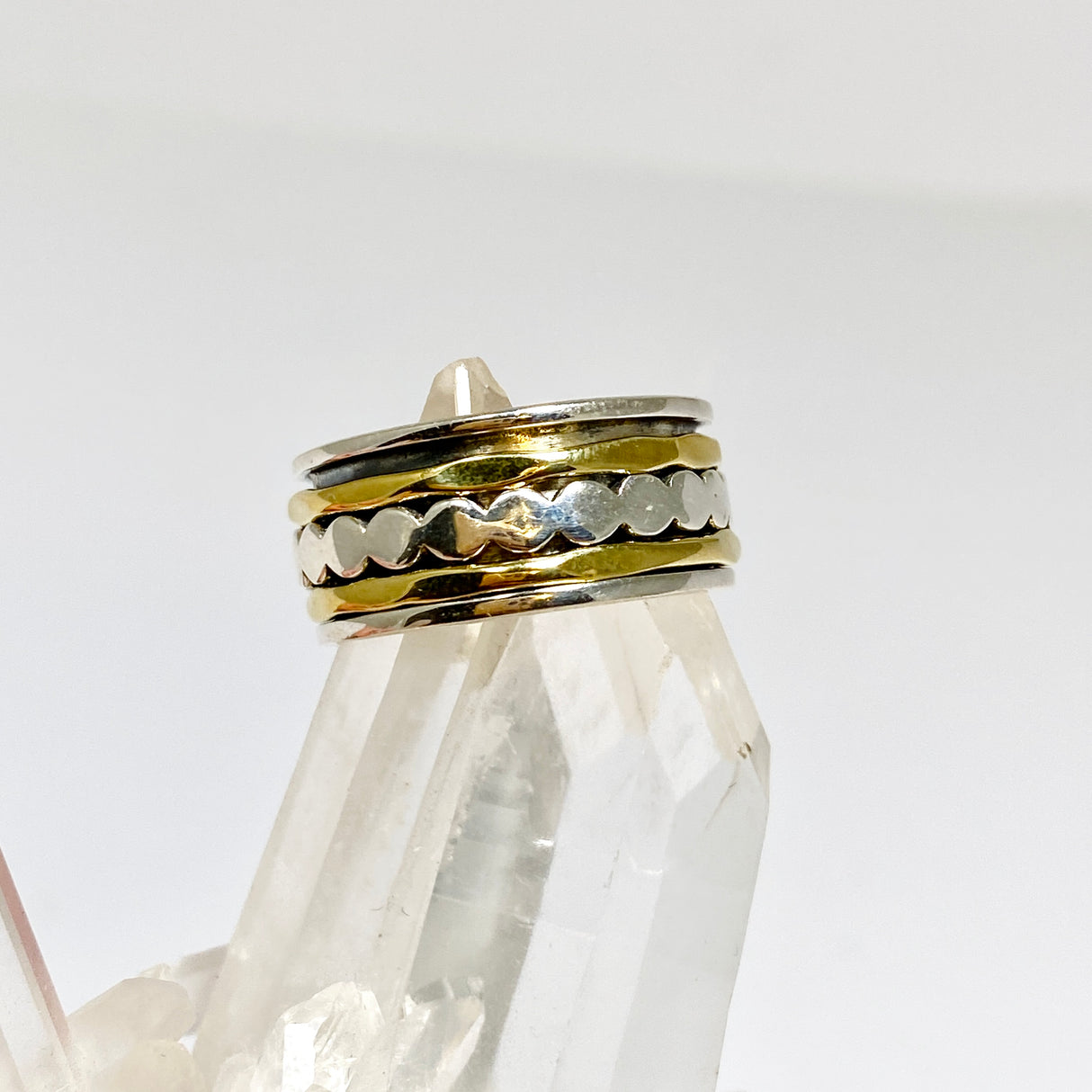 Sterling Silver and Brass Spinner Ring Size 7 RG1044-7