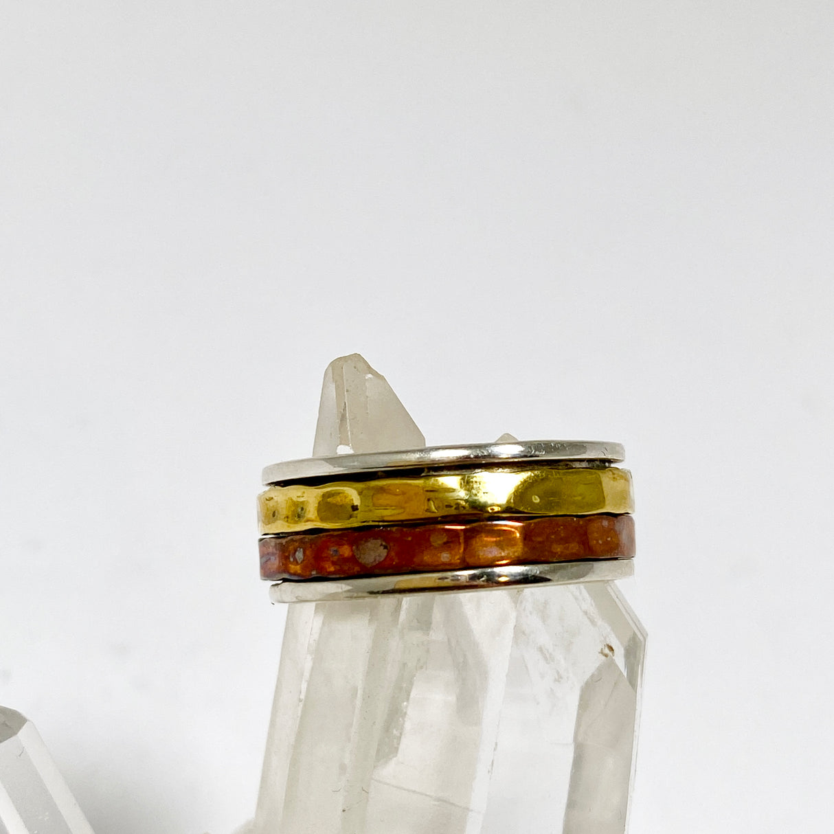 Sterling Silver, Brass and Copper Spinner Ring Size 9 RG1407-9