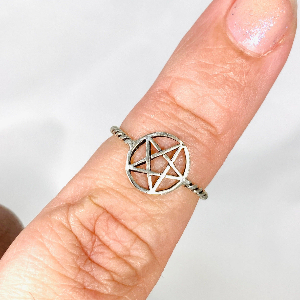 Sterling Silver Pentagram Ring 10mm RG595 - Nature's Magick