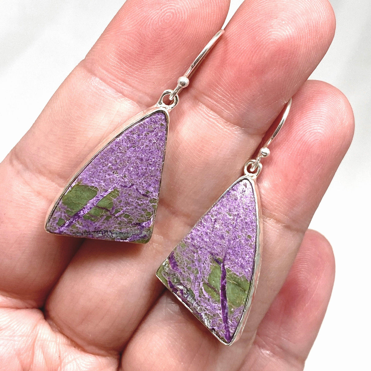 Stichtite in Serpentine (Atlantasite) Freeform Earrings KEGJ1454 - Nature's Magick