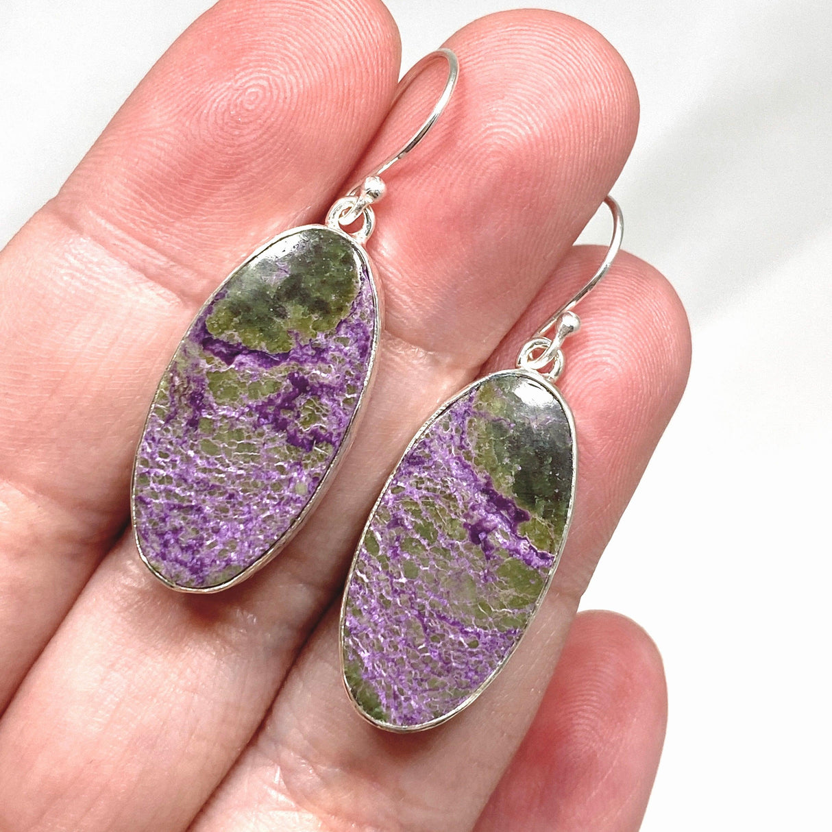 Stichtite in Serpentine (Atlantasite) Oval Earrings KEGJ1450 - Nature's Magick