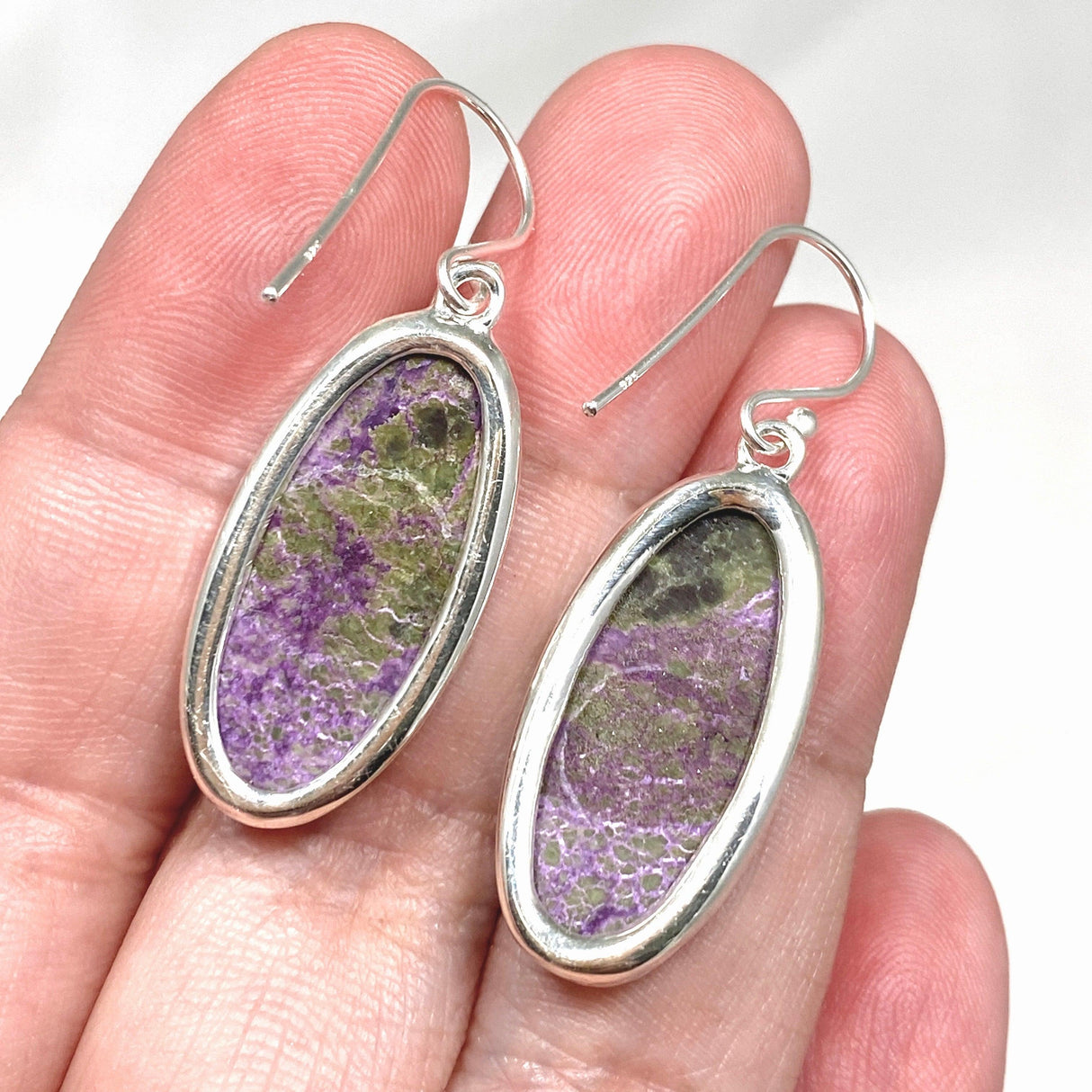 Stichtite in Serpentine (Atlantasite) Oval Earrings KEGJ1450 - Nature's Magick