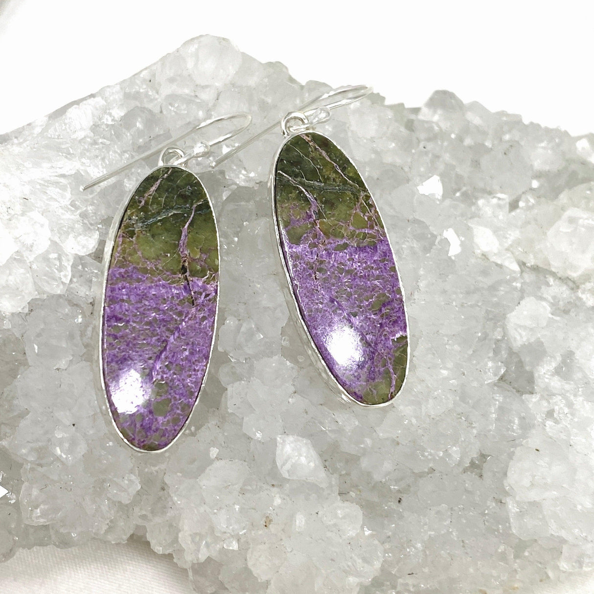 Stichtite in Serpentine (Atlantasite) Oval Earrings KEGJ1452 - Nature's Magick