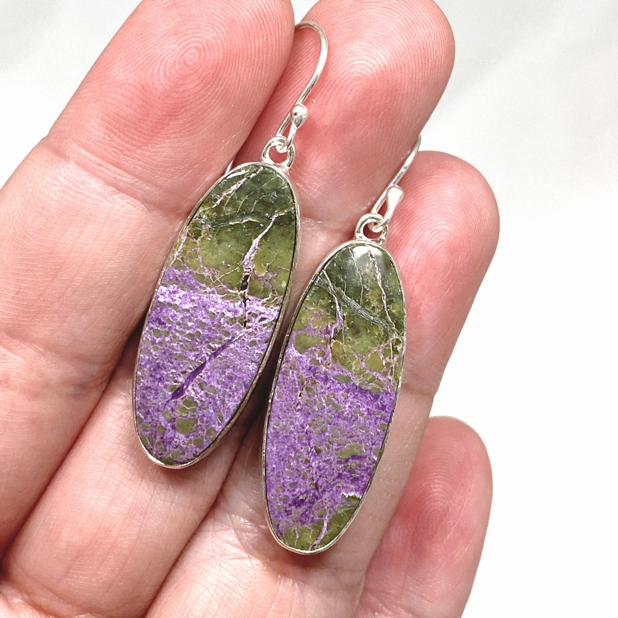 Stichtite in Serpentine (Atlantasite) Oval Earrings KEGJ1452 - Nature's Magick