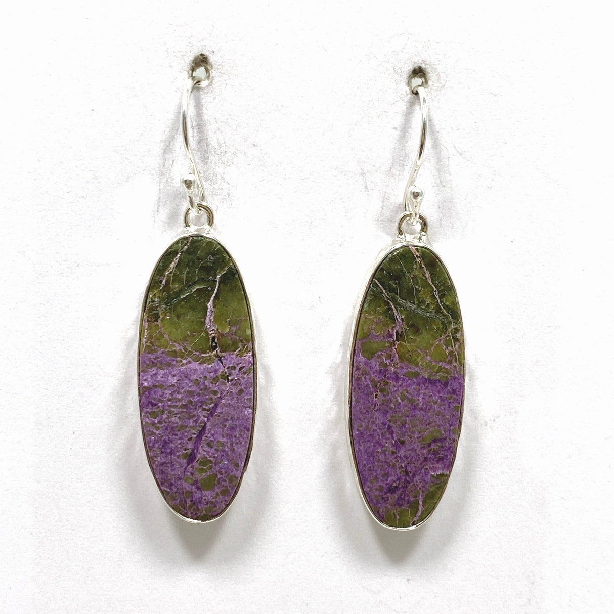 Stichtite in Serpentine (Atlantasite) Oval Earrings KEGJ1452 - Nature's Magick