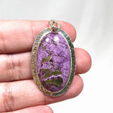 Stichtite in Serpentine (Atlantasite) Oval Pendant in a Hammered Setting KPGJ4277 - Nature's Magick