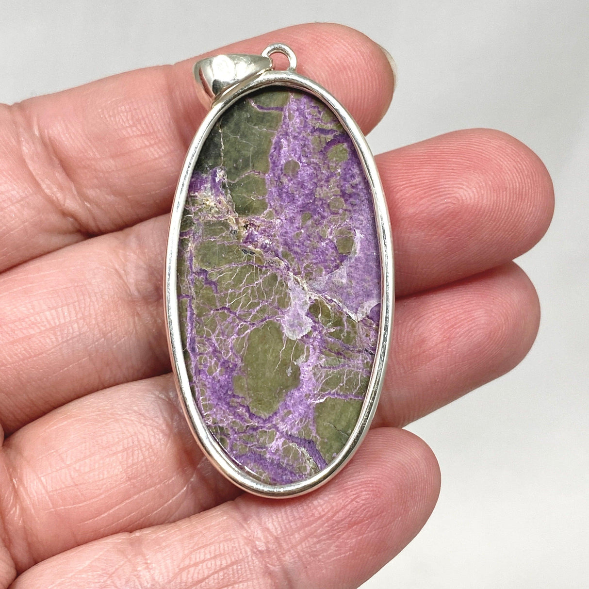 Stichtite in Serpentine (Atlantasite) Oval Pendant KPGJ4276 - Nature's Magick