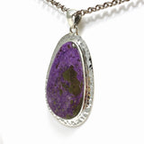 Stichtite in Serpentine (Atlantasite) Teardrop Pendant in a Hammered Setting KPGJ4278 - Nature's Magick