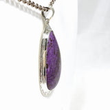 Stichtite in Serpentine (Atlantasite) Teardrop Pendant in a Hammered Setting KPGJ4278 - Nature's Magick