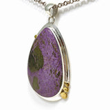 Stichtite in Serpentine (Atlantasite) Teardrop Pendant with Brass Accents KPGJ4279 - Nature's Magick