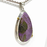 Stichtite in Serpentine (Atlantasite) Teardrop Pendant with Brass Accents KPGJ4279 - Nature's Magick