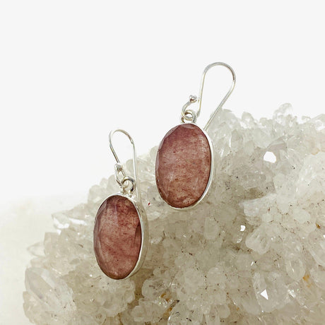 Strawberry Quartz faceted oval earrings KEGJ1385 - Nature's Magick