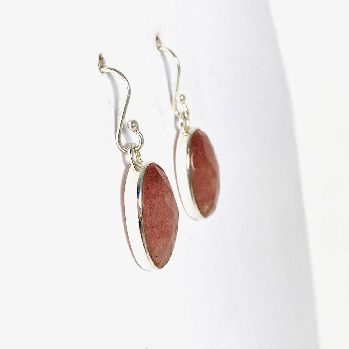 Strawberry Quartz faceted oval earrings KEGJ1385 - Nature's Magick